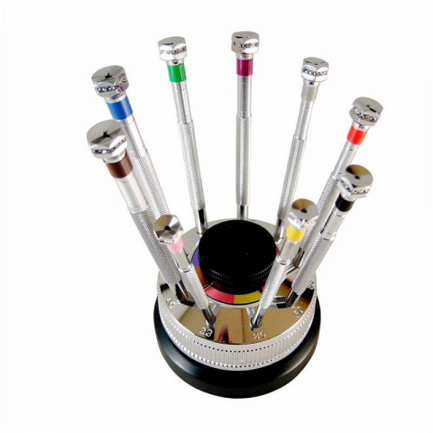 Assortiment tournevis sur socle tournant 