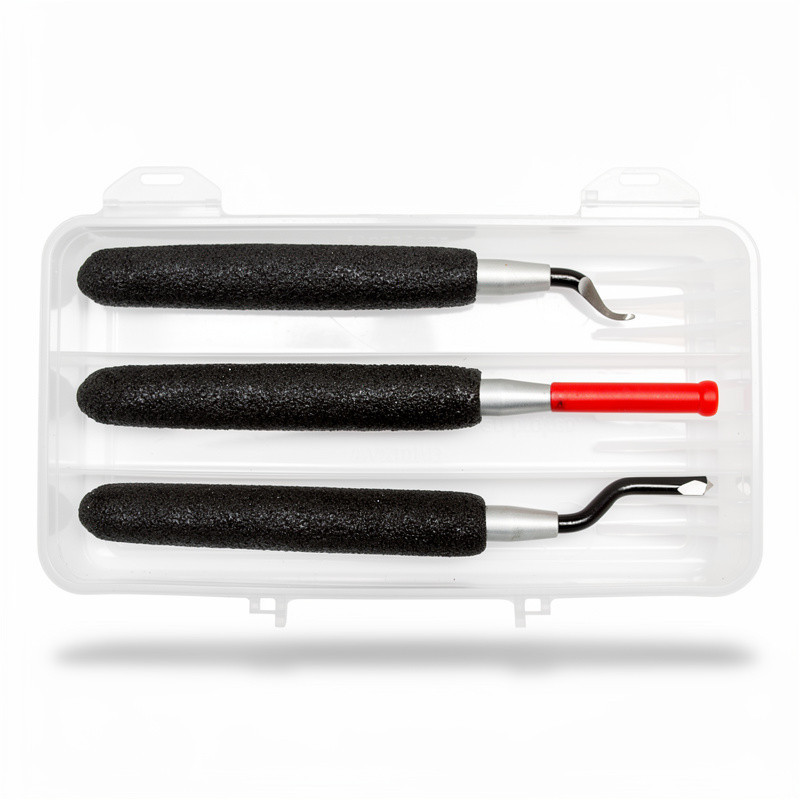 KIT 3 PIECES : GRATTOIR, EBAVUREUR ET CHANFREINEUR 