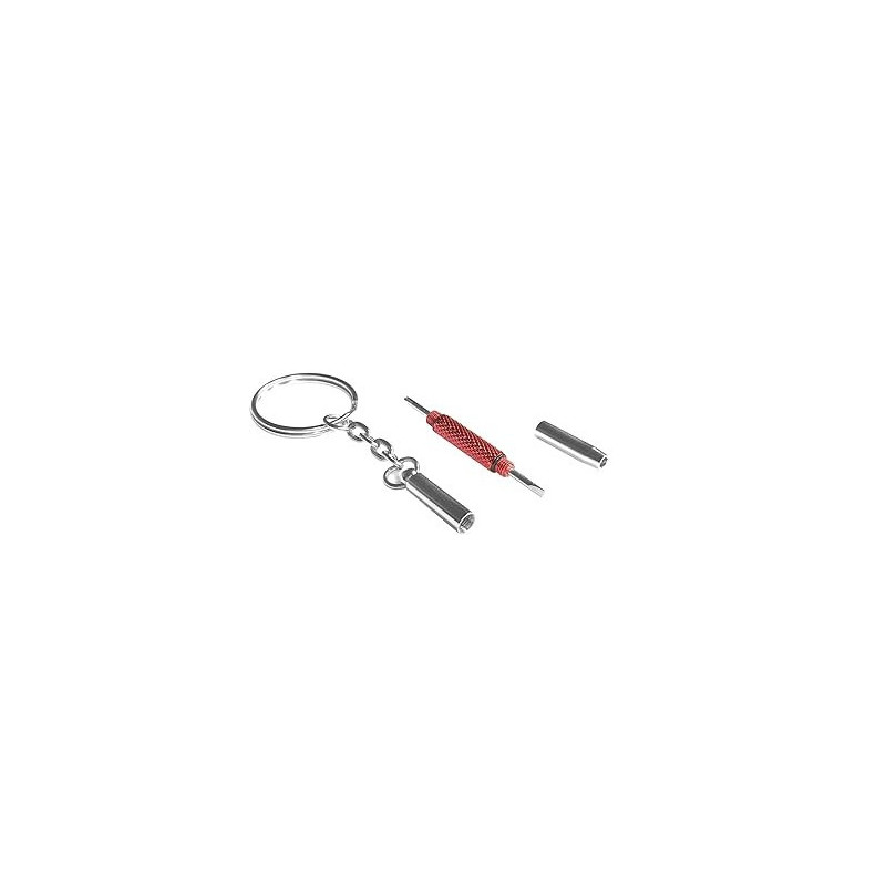 TOURNEVIS DE POCHE - 3 FONCTIONS  NICKELE BAGUE ROUGE - 10PCS